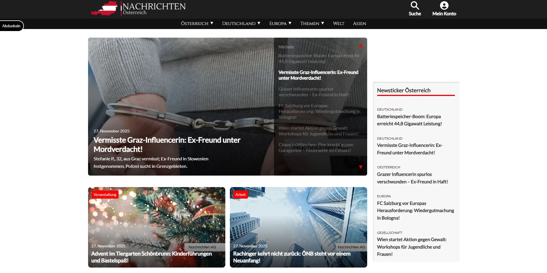 Screenshot einer Website